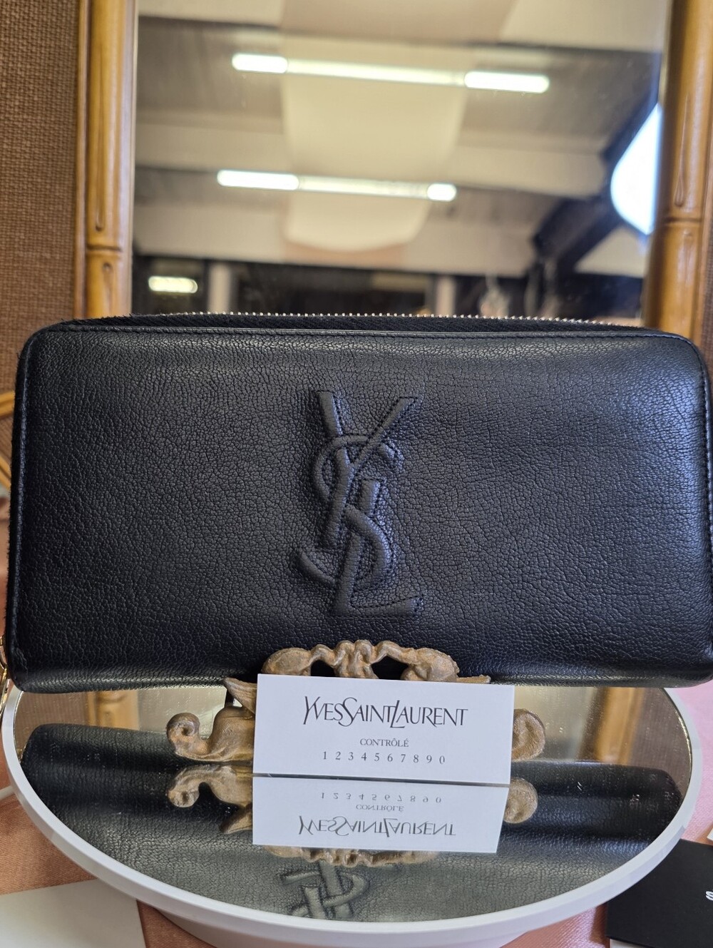 YSL Ives Saint Laurent Black Zippy Wallet